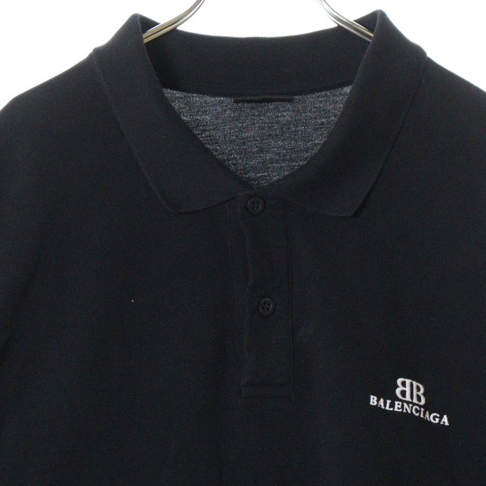 BALENCIAGA(バレンシアガ) 24SS BBロゴ刺繍オーバーサイズ半袖ポロシャツ 791001 TQVM7 ブラック