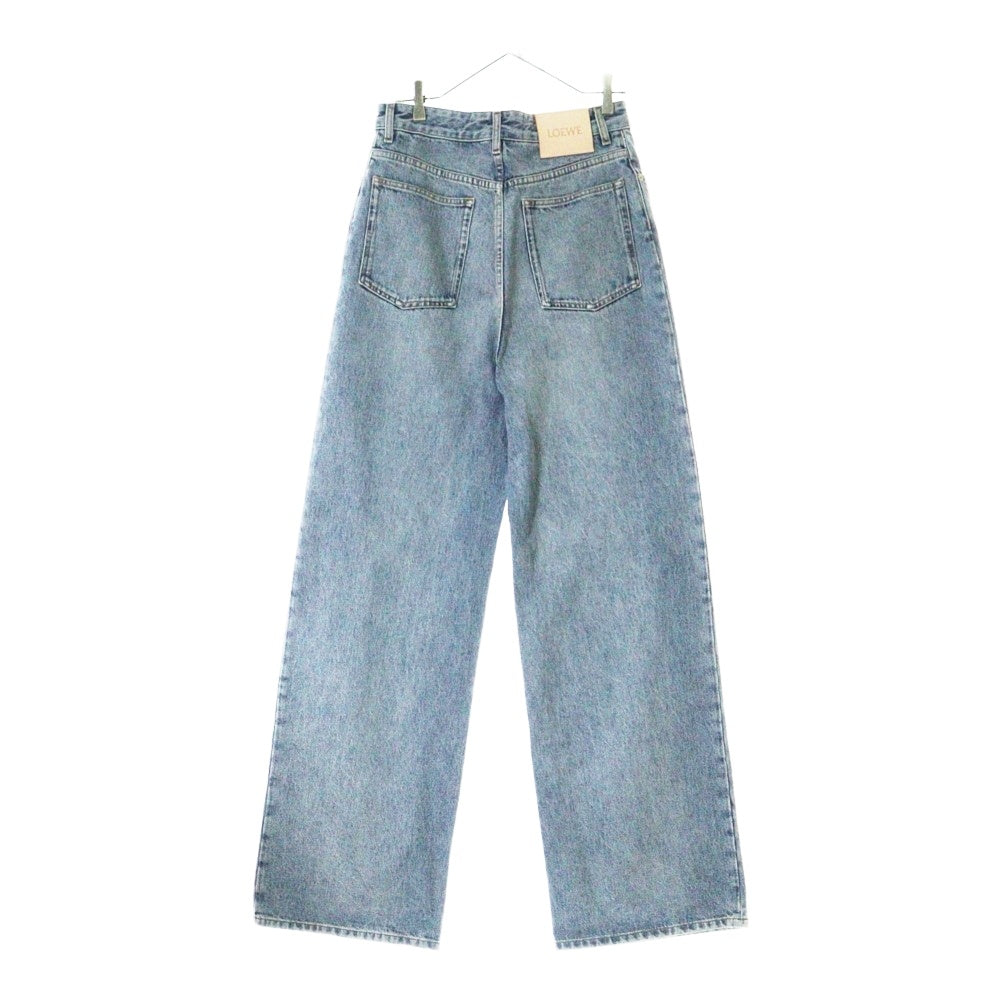 LOEWE(ロエベ) High Waisted Jeans ロゴパッチ付き ウォッシュド加工 デニムパンツ ジーンズ H526Y11W インディゴ