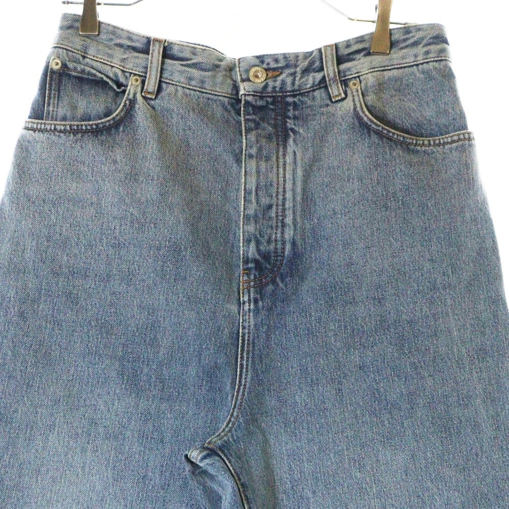 LOEWE(ロエベ) High Waisted Jeans ロゴパッチ付き ウォッシュド加工 デニムパンツ ジーンズ H526Y11W インディゴ