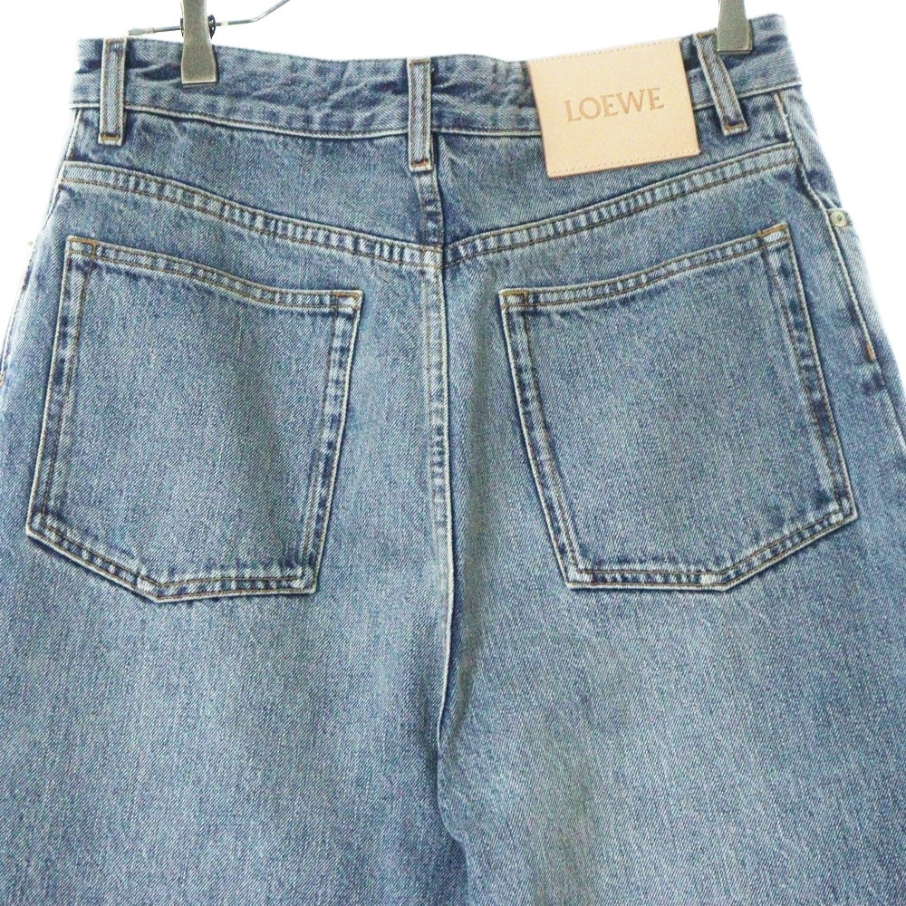 LOEWE(ロエベ) High Waisted Jeans ロゴパッチ付き ウォッシュド加工 デニムパンツ ジーンズ H526Y11W インディゴ