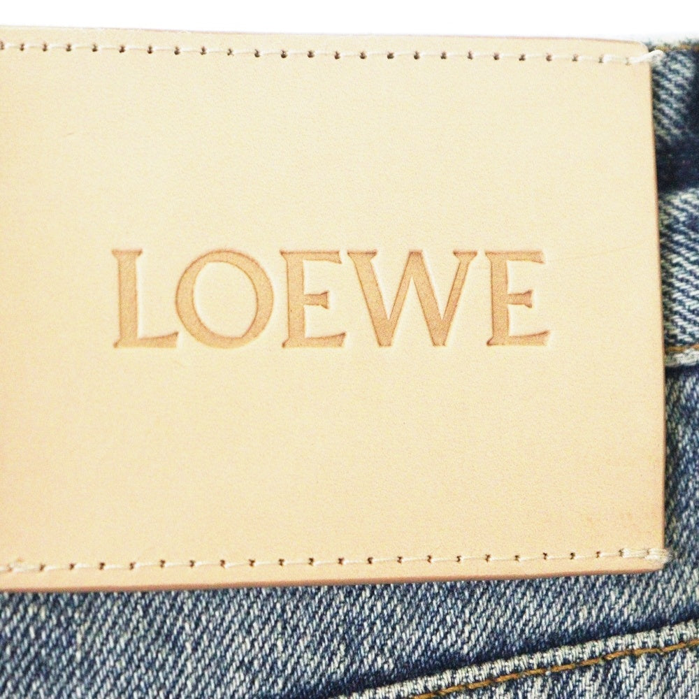 LOEWE(ロエベ) High Waisted Jeans ロゴパッチ付き ウォッシュド加工 デニムパンツ ジーンズ H526Y11W インディゴ