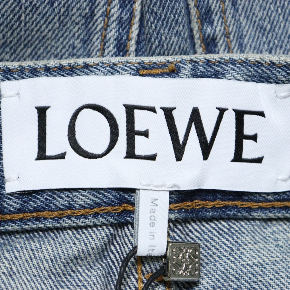 LOEWE(ロエベ) High Waisted Jeans ロゴパッチ付き ウォッシュド加工 デニムパンツ ジーンズ H526Y11W インディゴ