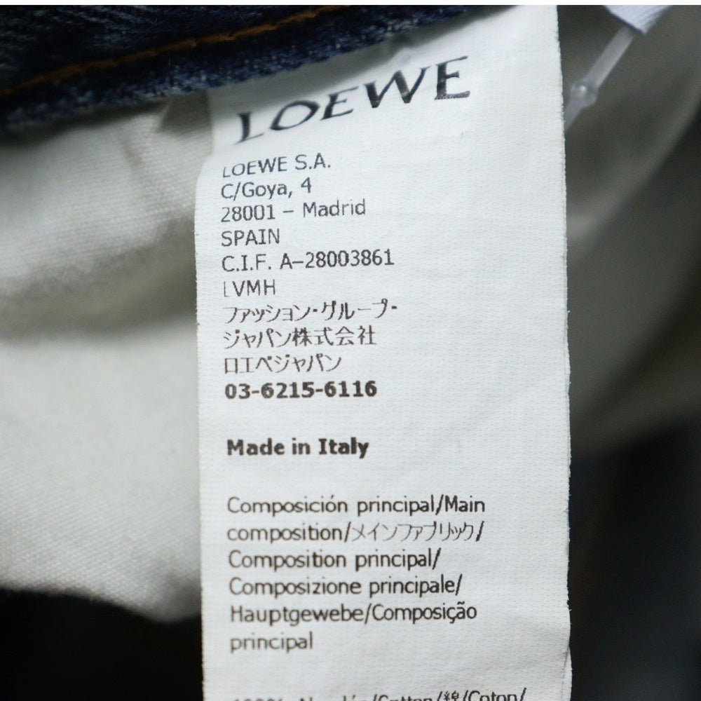 LOEWE(ロエベ) High Waisted Jeans ロゴパッチ付き ウォッシュド加工 デニムパンツ ジーンズ H526Y11W インディゴ