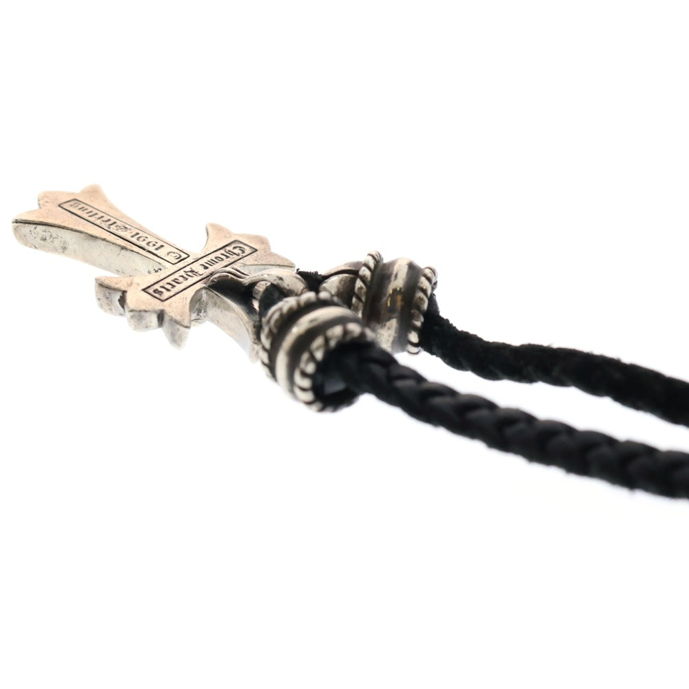 CHROME HEARTS(クロムハーツ) CH CRS SML CL スモールCHクロス クリンプト レザーブレイド ネックレス シルバー/ブラック BCA217