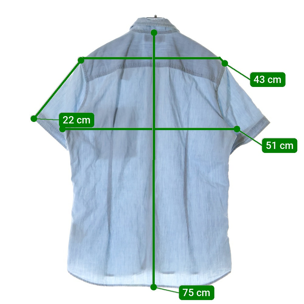 STONE ISLAND(ストーンアイランド) CHAMBRAY S/S SHIRT 半袖シャンブレーシャツ ライトブルー 581511642