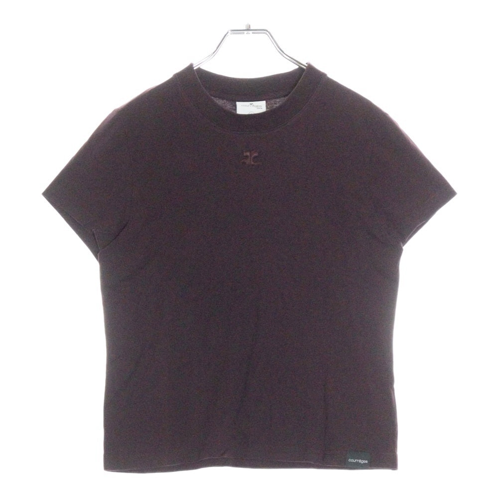 COURREGES(クレージュ) Straight Dry Jersey T-Shirt ロゴパッチ刺繍 半袖Tシャツカットソー 323JTS006JS0071 ボルドー レディース