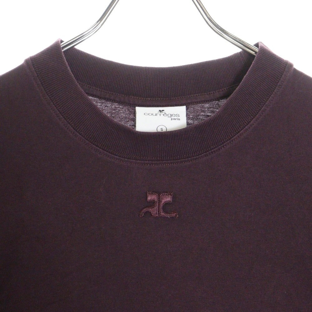 COURREGES(クレージュ) Straight Dry Jersey T-Shirt ロゴパッチ刺繍 半袖Tシャツカットソー 323JTS006JS0071 ボルドー レディース