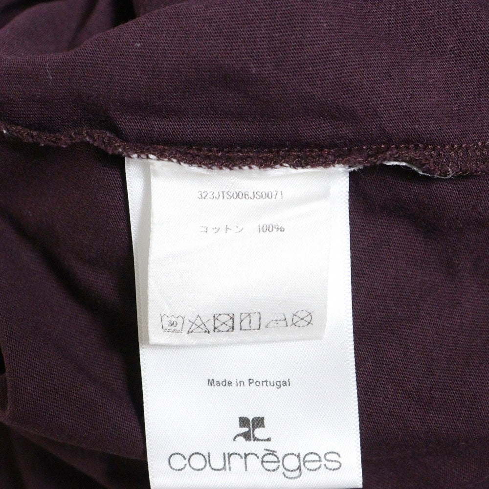 COURREGES(クレージュ) Straight Dry Jersey T-Shirt ロゴパッチ刺繍 半袖Tシャツカットソー 323JTS006JS0071 ボルドー レディース