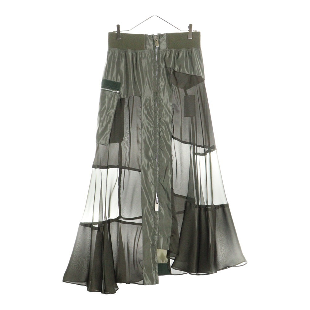 Sacai(サカイ) 20AW DOCKING CHIFFON SKIRT 20-05316 ドッキング シフォンスカート レディース カーキ
