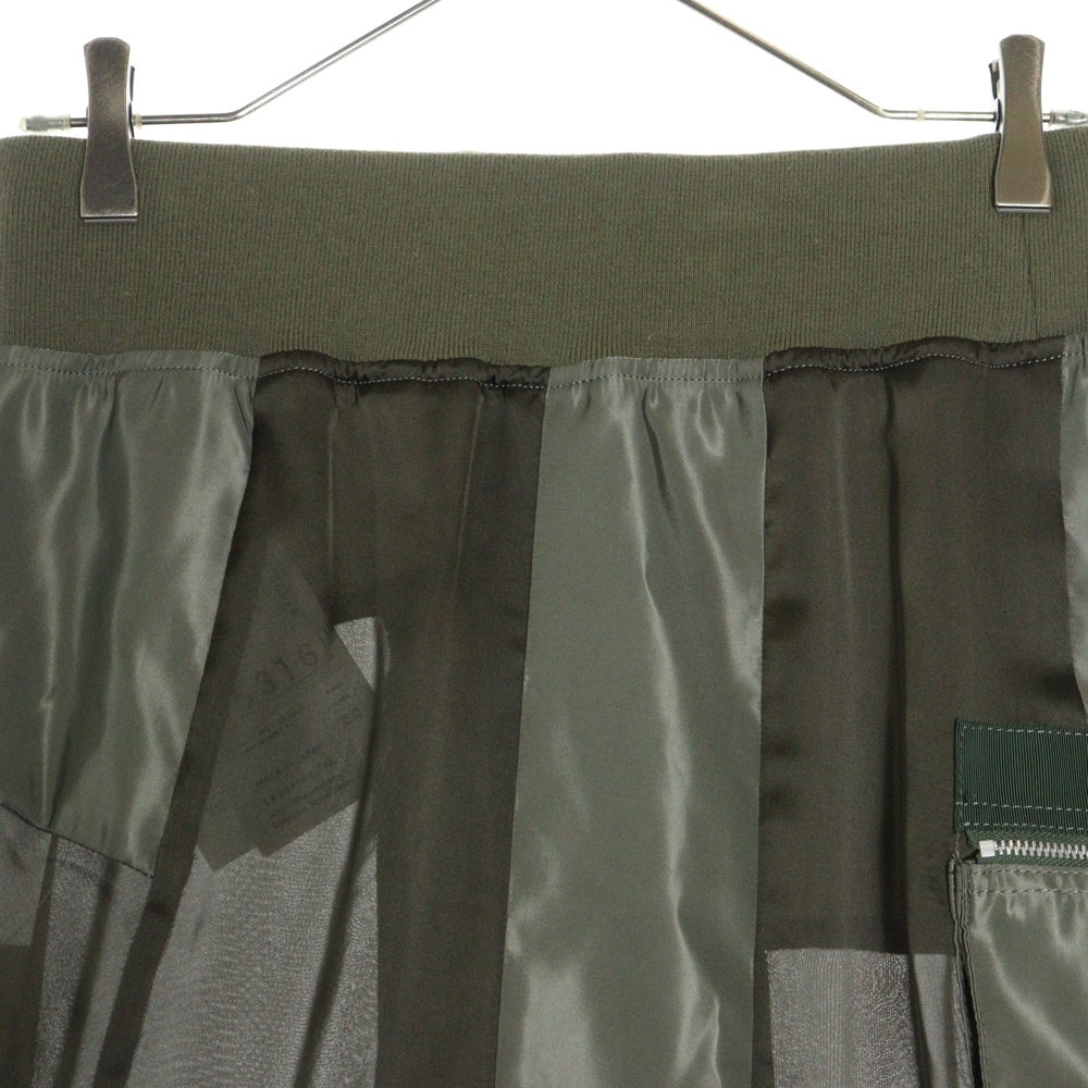 Sacai(サカイ) 20AW DOCKING CHIFFON SKIRT 20-05316 ドッキング シフォンスカート レディース カーキ