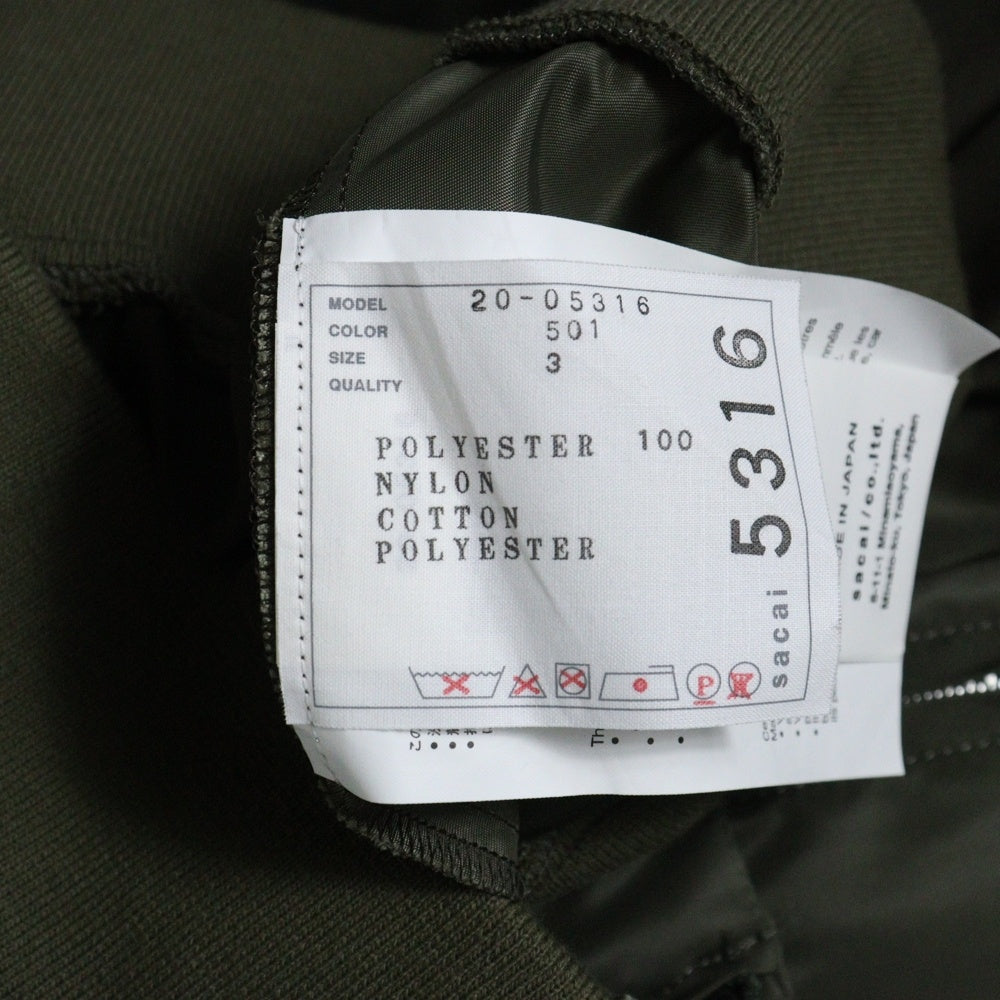 Sacai(サカイ) 20AW DOCKING CHIFFON SKIRT 20-05316 ドッキング シフォンスカート レディース カーキ