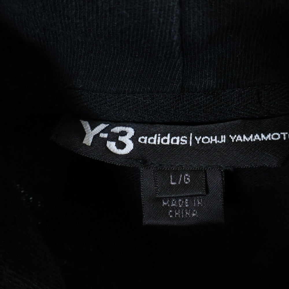 Y-3(ワイスリー) 20SS Signature Hoodie フロント シグネイチャー ロゴプリント プルオーバーパーカー ブラック