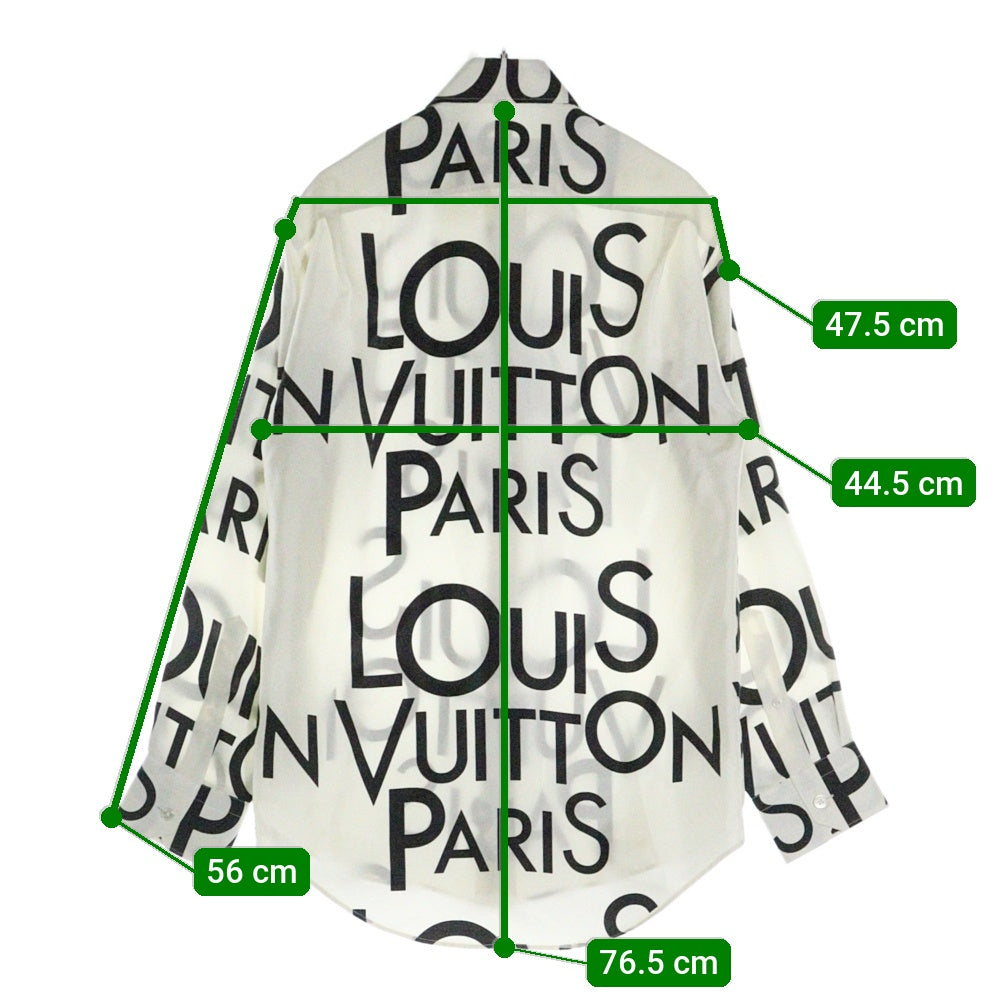 LOUIS VUITTON(ルイヴィトン) 19SS ロゴ総柄デザイン シルク長袖シャツ ホワイト RM191M JHR HGS08W