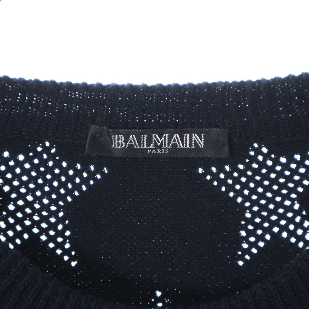 BALMAIN(バルマン) ジップデザイン スター柄 長袖ニットセーター ブラック S8H6160M205