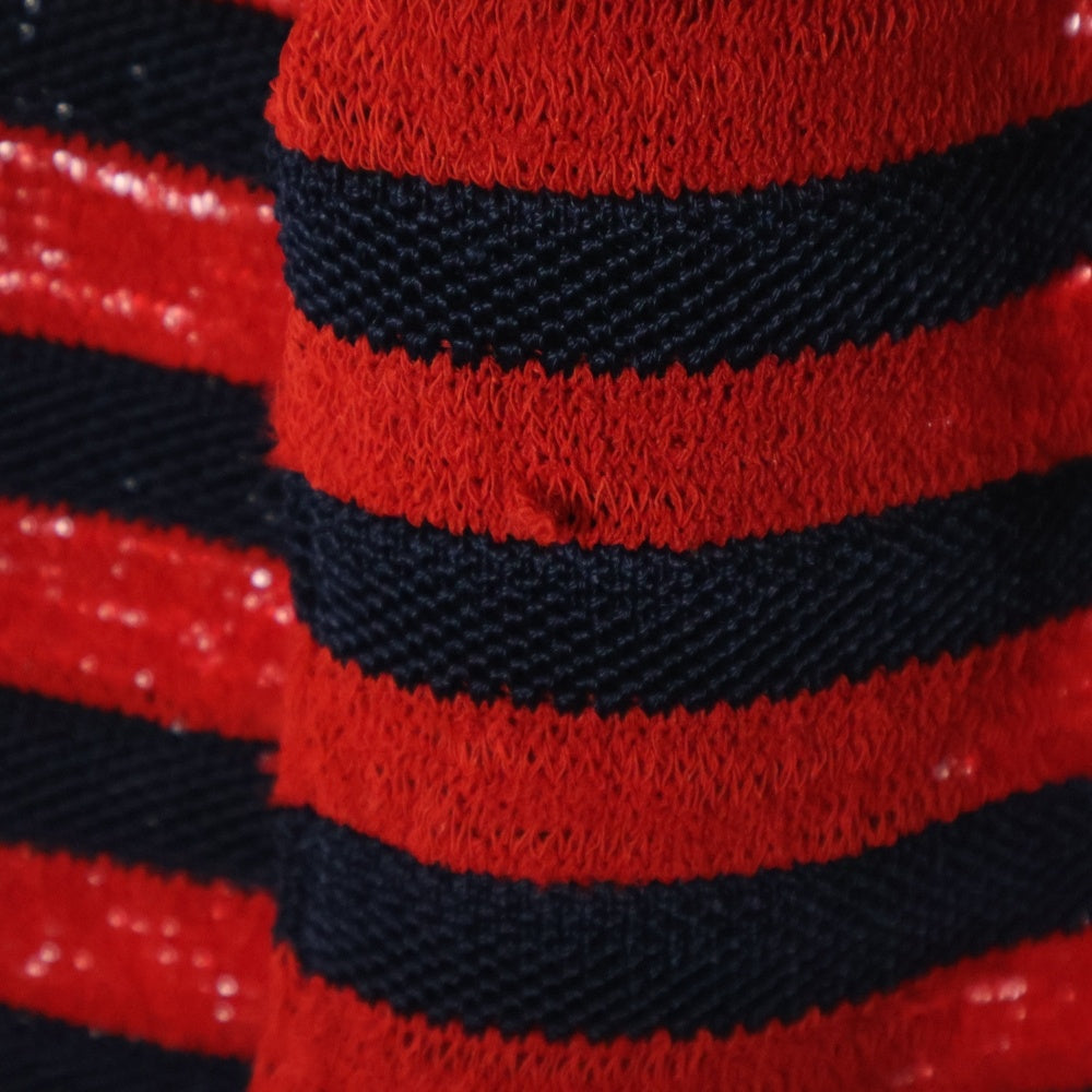 BALMAIN(バルマン) フロントパッチ付 長袖ボーダーニットセーター S8H6654M206B