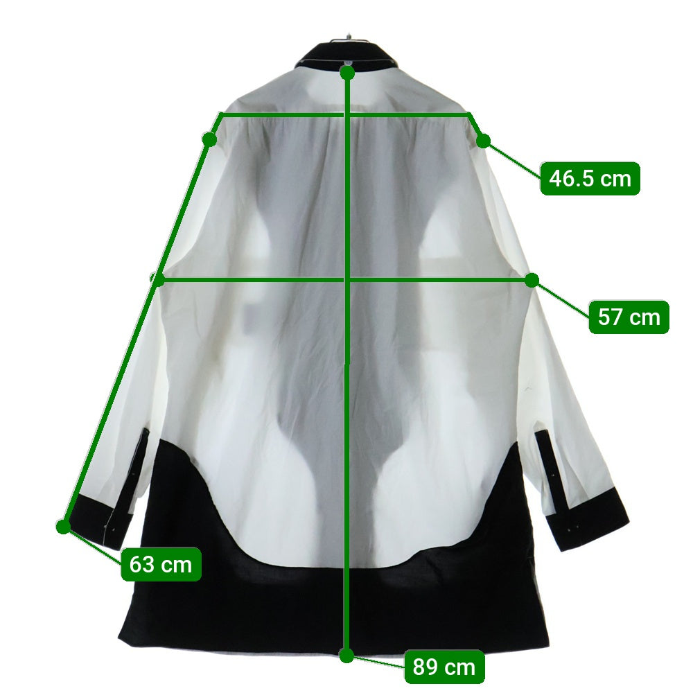 Yohji Yamamoto POUR HOMME(ヨウジヤマモト プールオム) 23AW BLACK AND WHITE SHIRT WITH DECONSTRUCTED 長袖シャツ ブラック/ホワイト HJ-B73-515