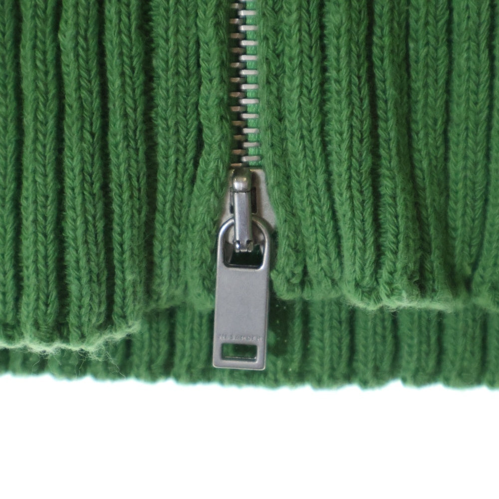 JIL SANDER(ジルサンダー) 23SS Ribbed Zip Cropped Top クロップドニットベスト J02NC0108 J15362 グリーン 36
