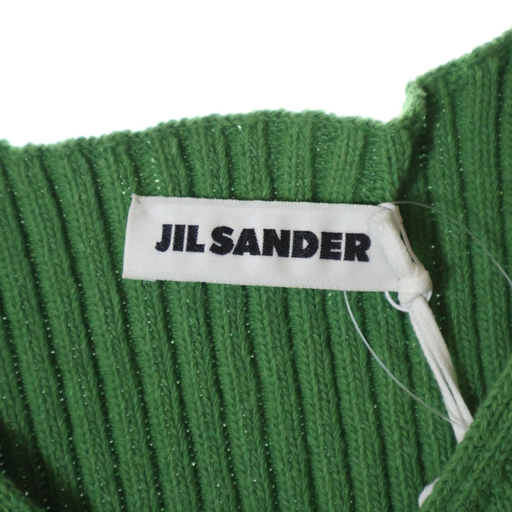 JIL SANDER(ジルサンダー) 23SS Ribbed Zip Cropped Top クロップドニットベスト J02NC0108 J15362 グリーン 36