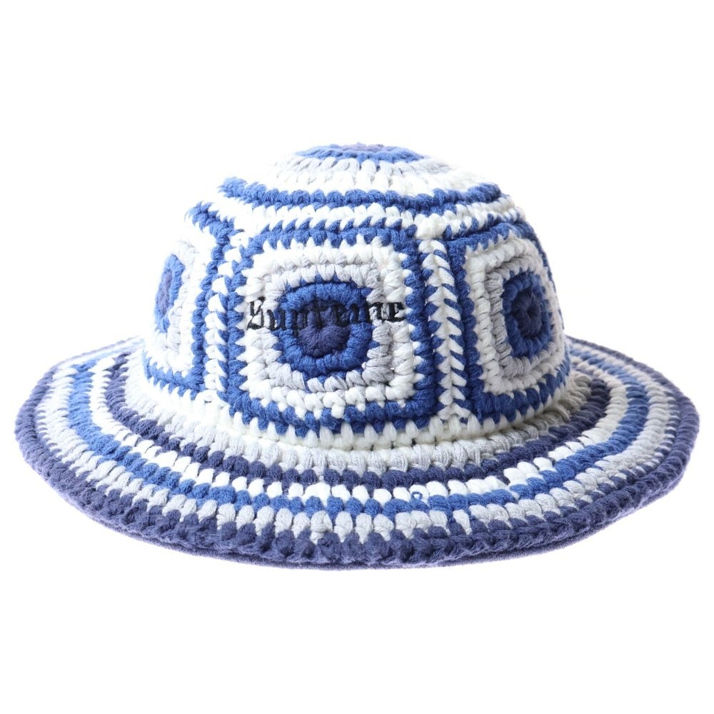 SUPREME(シュプリーム) 20AW Crochet Crusher ニットバケットハット 帽子 ブルー/ホワイト