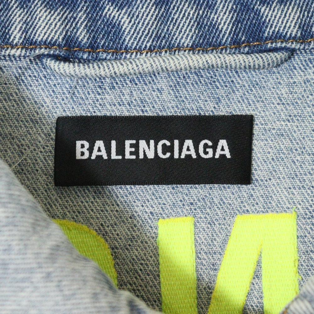 BALENCIAGA(バレンシアガ) Back Logo Crush Denim JacketバックロゴクラッシュUSED加工デニムジャケット インディゴ 557351 TDW15