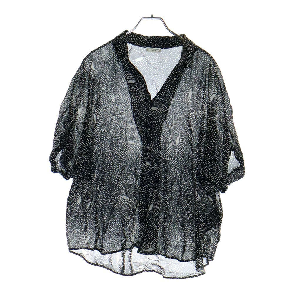 SAINT LAURENT PARIS(サンローランパリ) スパイラル総柄レーヨンドット半袖シャツ ブラック 596009 Y1A77