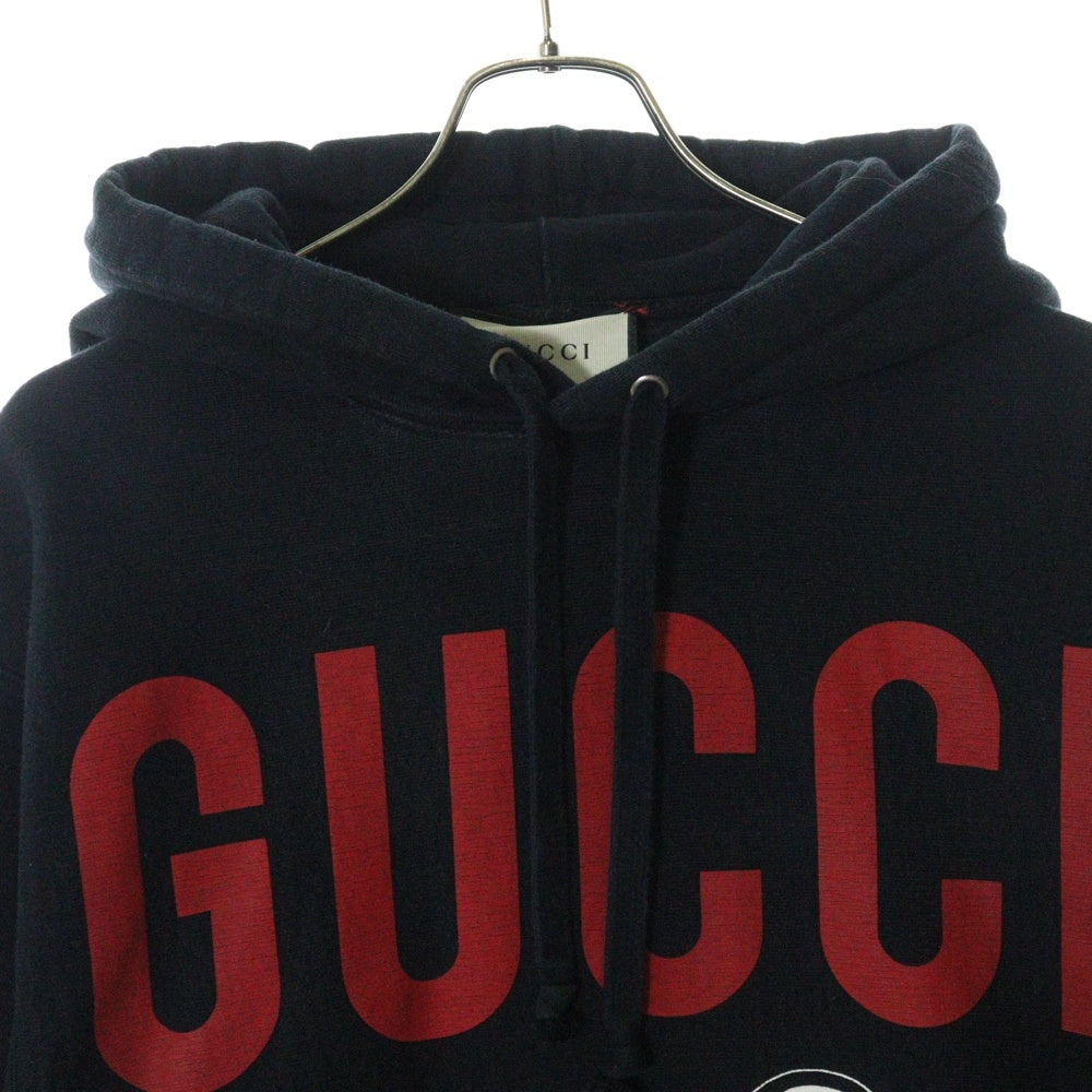 GUCCI(グッチ) 19AW ラムロゴオーバーサイズプルオーバーパーカー 569828 XJBTQ ブラック