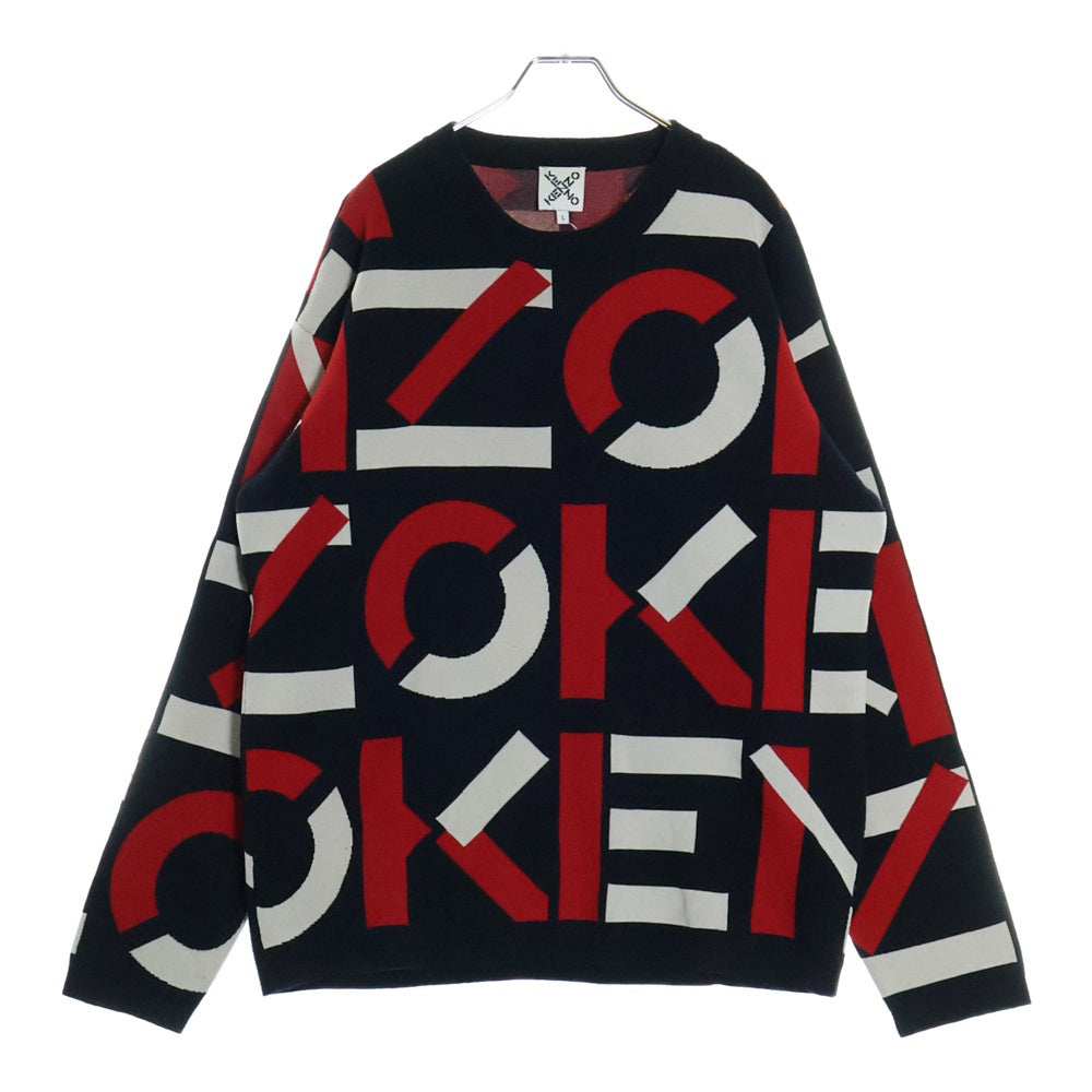 KENZO(ケンゾー) クルーネックロゴプリントコットンニット マルチ FA65PU5323SC