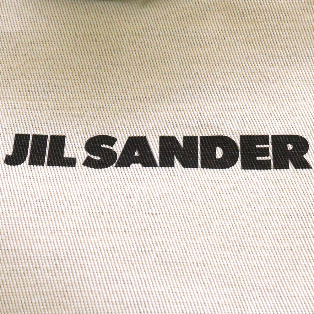 JIL SANDER(ジルサンダー) フラットショッパーキャンパスハンドパイピングトートバッグ ブラック/アイボリー