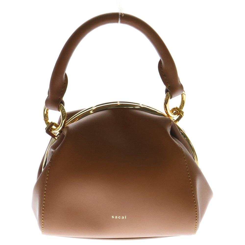 Sacai(サカイ) Pursket Small Bag がま口 2WAYレザーショルダーバッグ ハンドバッグ ブラウン