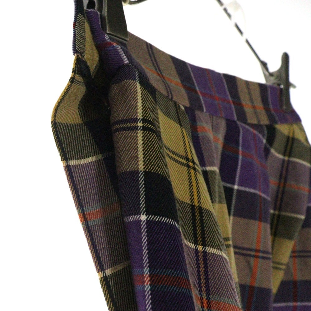 Vivienne Westwood(ヴィヴィアンウエストウッド) チェック柄 アシンメトリー ひざ丈スカート パープル 12-01-211004 レディース