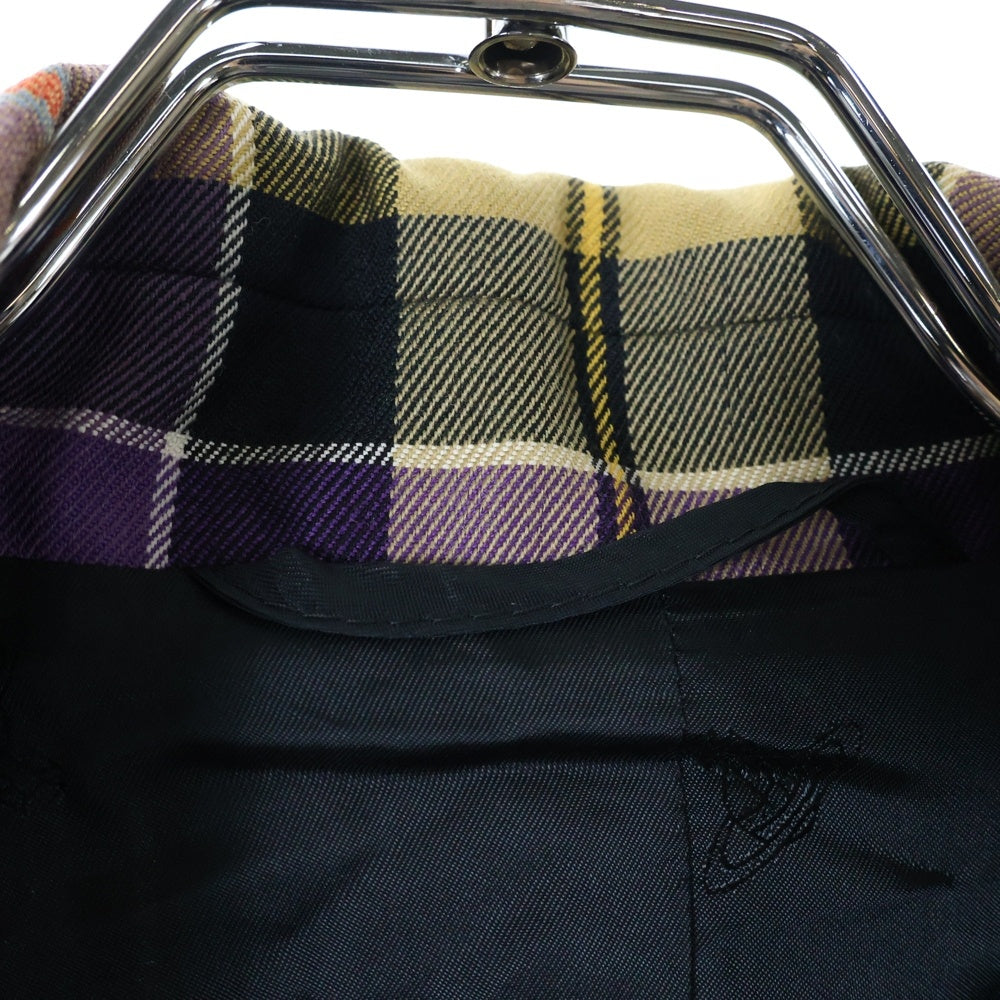 Vivienne Westwood(ヴィヴィアンウエストウッド) チェック柄 クロップド 1Bシングルテーラードジャケット パープル 12-01-410016 レディース