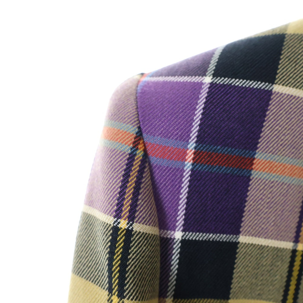 Vivienne Westwood(ヴィヴィアンウエストウッド) チェック柄 クロップド 1Bシングルテーラードジャケット パープル 12-01-410016 レディース