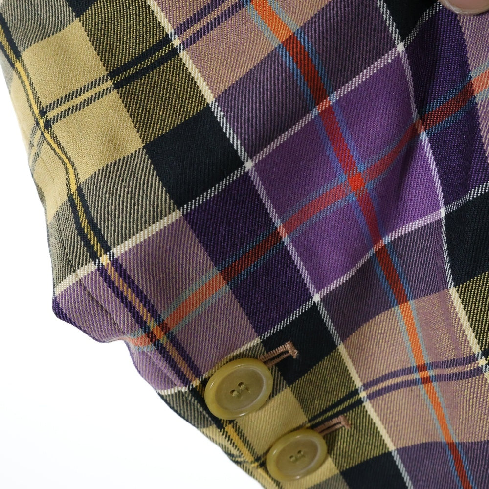 Vivienne Westwood(ヴィヴィアンウエストウッド) チェック柄 クロップド 1Bシングルテーラードジャケット パープル 12-01-410016 レディース