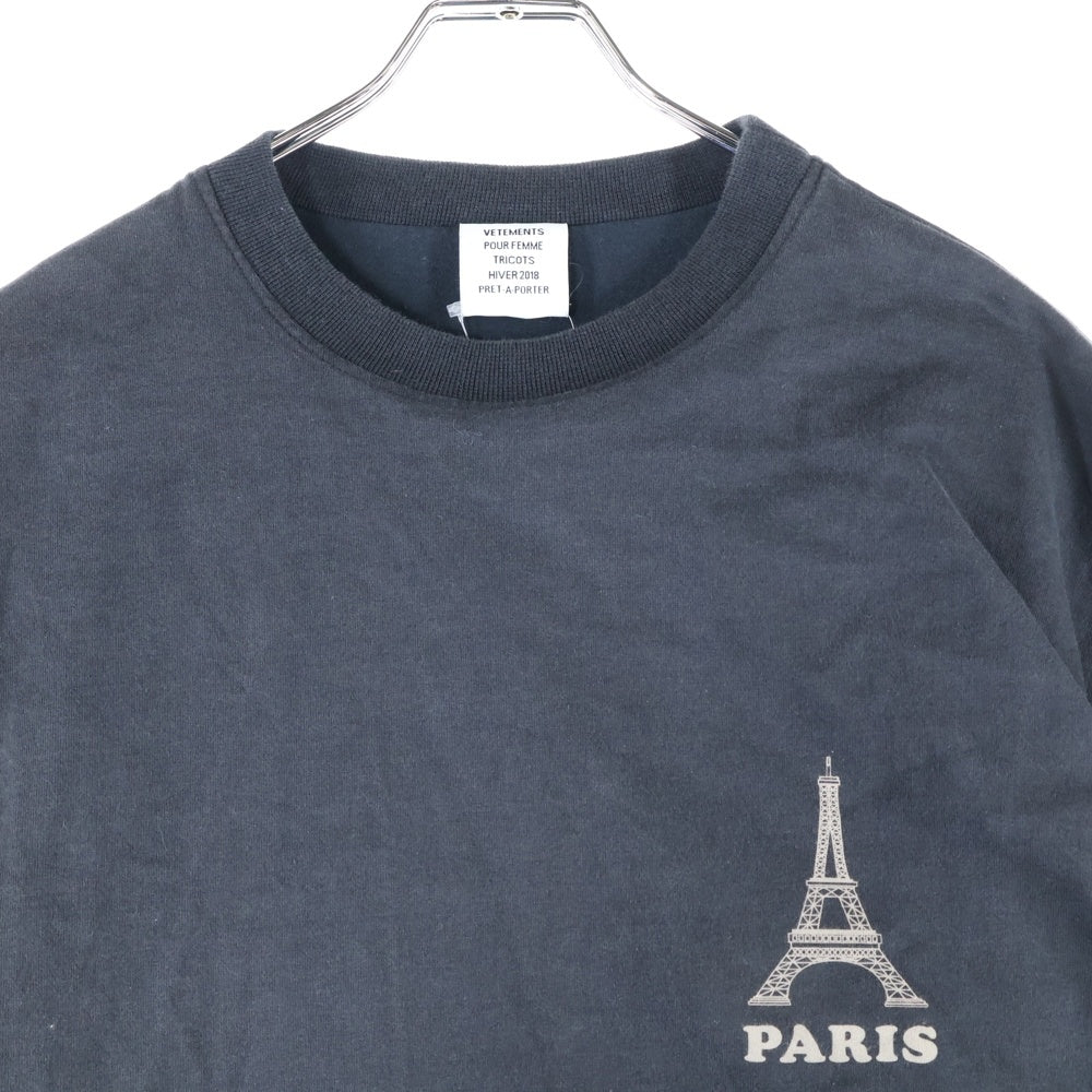 VETEMENTS(ヴェトモン) 17AW BLACK PRINTED COTTON LAYER T-SHIRT DRESS 再構築レイヤードTシャツワンピースWAH18DR10 ブラック レディース