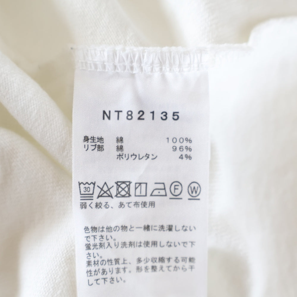 THE NORTH FACE(ザノースフェイス) Nuptse Cotton Tee NT82135 ロゴ刺繍 クルーネック ロングスリーブ ヌプシ コットン 長袖Tシャツ カットソー ホワイト