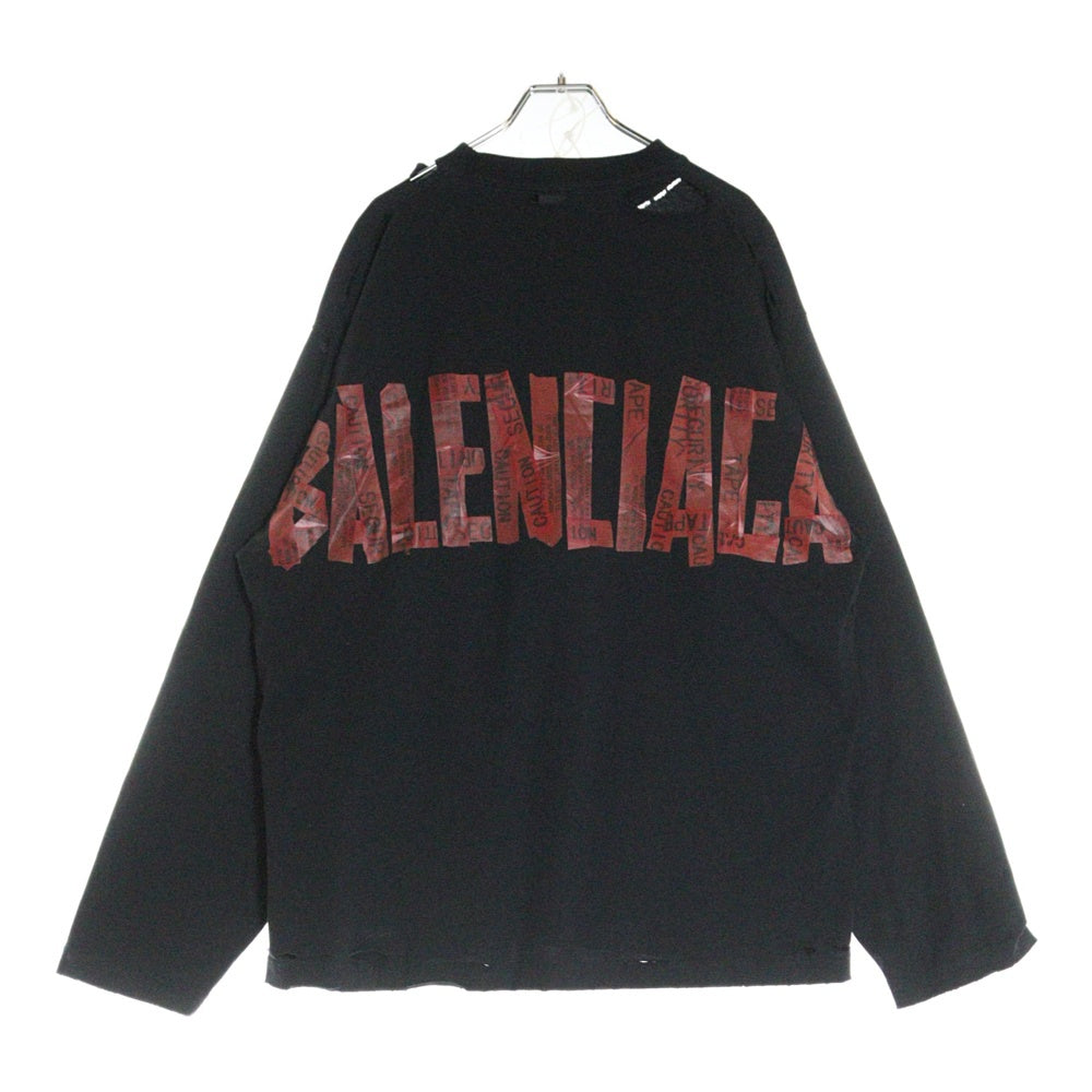 BALENCIAGA(バレンシアガ) 25SS セキュリティーテープロゴ 長袖Tシャツ ロンT カットソー ブラック 832432