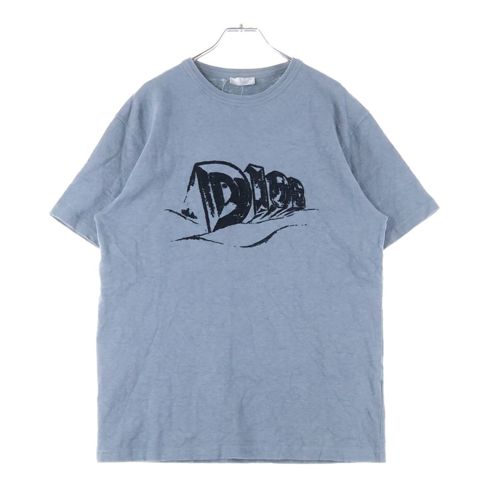 DIOR(ディオール) 23AW スラブコットンジャージー ロゴ クルーネック 半袖Tシャツ カットソー グレー 393J696A0849