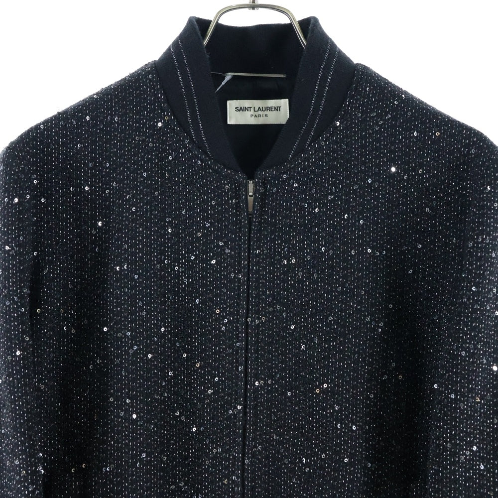 SAINT LAURENT PARIS(サンローランパリ) 20SS Bomber Jacket スパンコール ジップアップ ボンバー ジャケット ブルゾン ブラック 603482 Y1A02