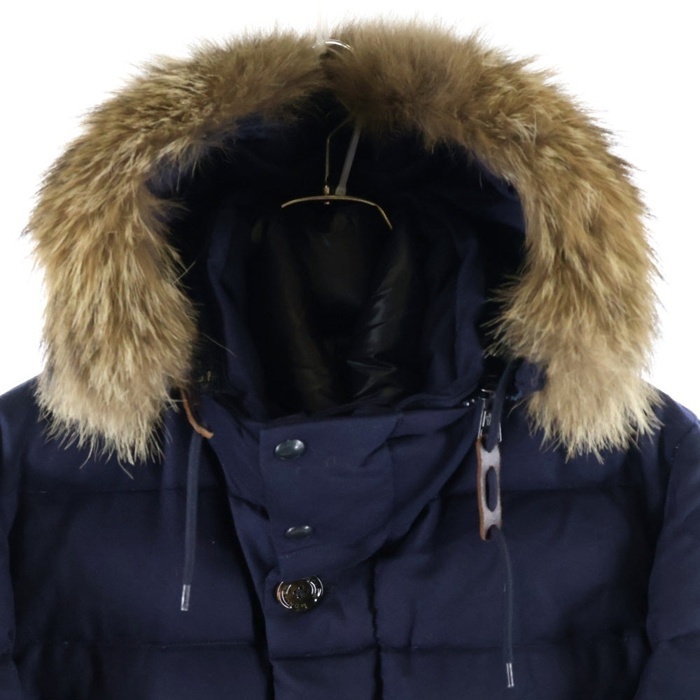 MONCLER(モンクレール) RETHEL レセル コヨーテファーフード付 ウール ダウンジャケット コート ネイビー 320914193820