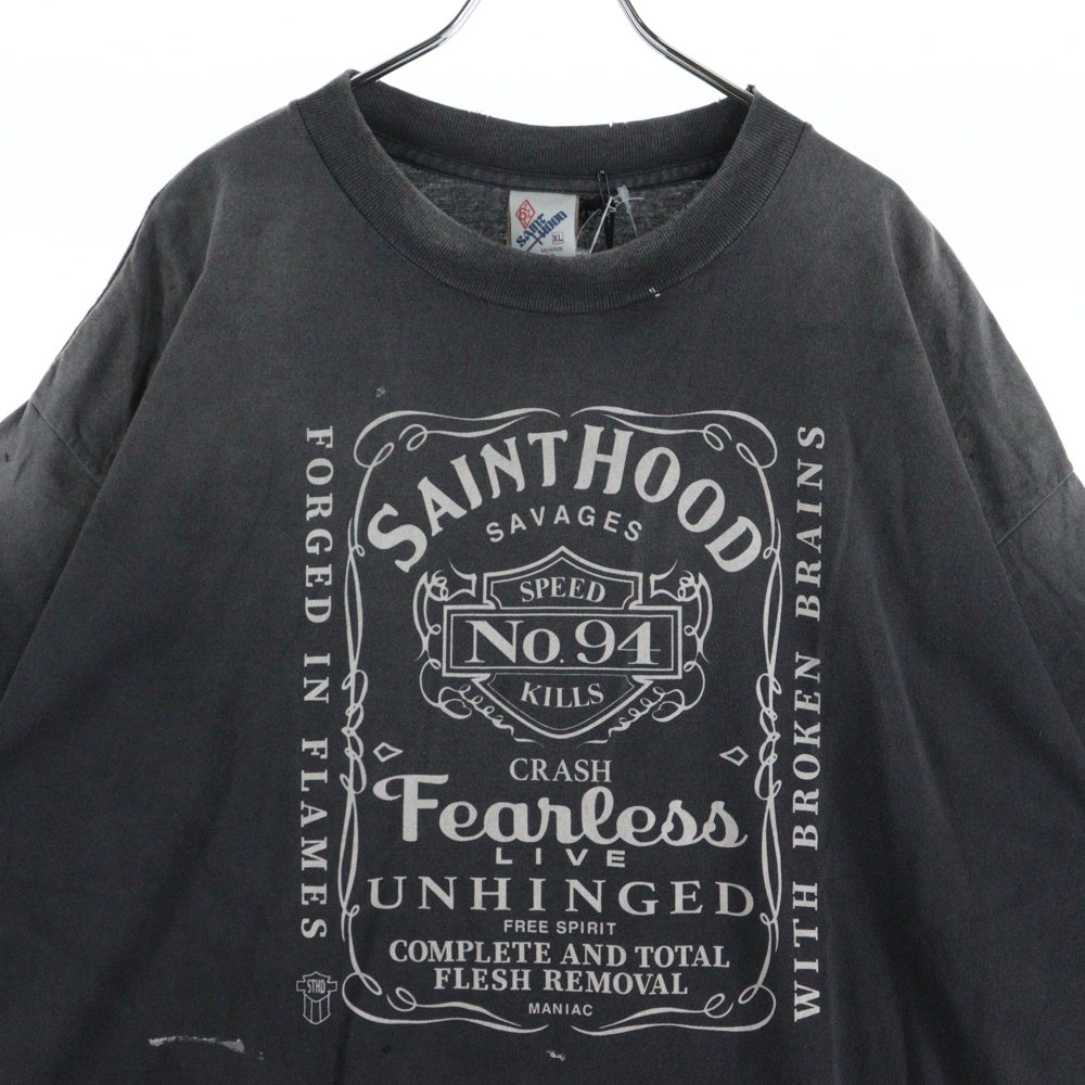 SAINT MICHAEL(セントマイケル) 25SS ×NEIGHBORHOOD S/S TEE SM-HR3-0000-C70 ネイバーフッド クルーネック 半袖Tシャツカットソー チャコールグレー