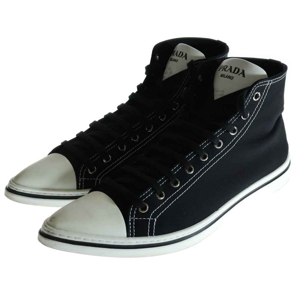 PRADA(プラダ) POINTY HIGH-TOP SNEAKERS SHOES 2TG177 ポインテッドトゥ ハイカットスニーカー ブラック キャンバス
