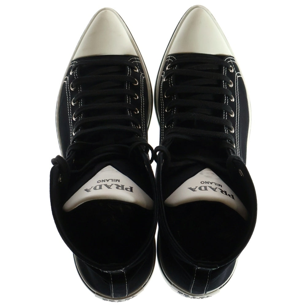 PRADA(プラダ) POINTY HIGH-TOP SNEAKERS SHOES 2TG177 ポインテッドトゥ ハイカットスニーカー ブラック キャンバス