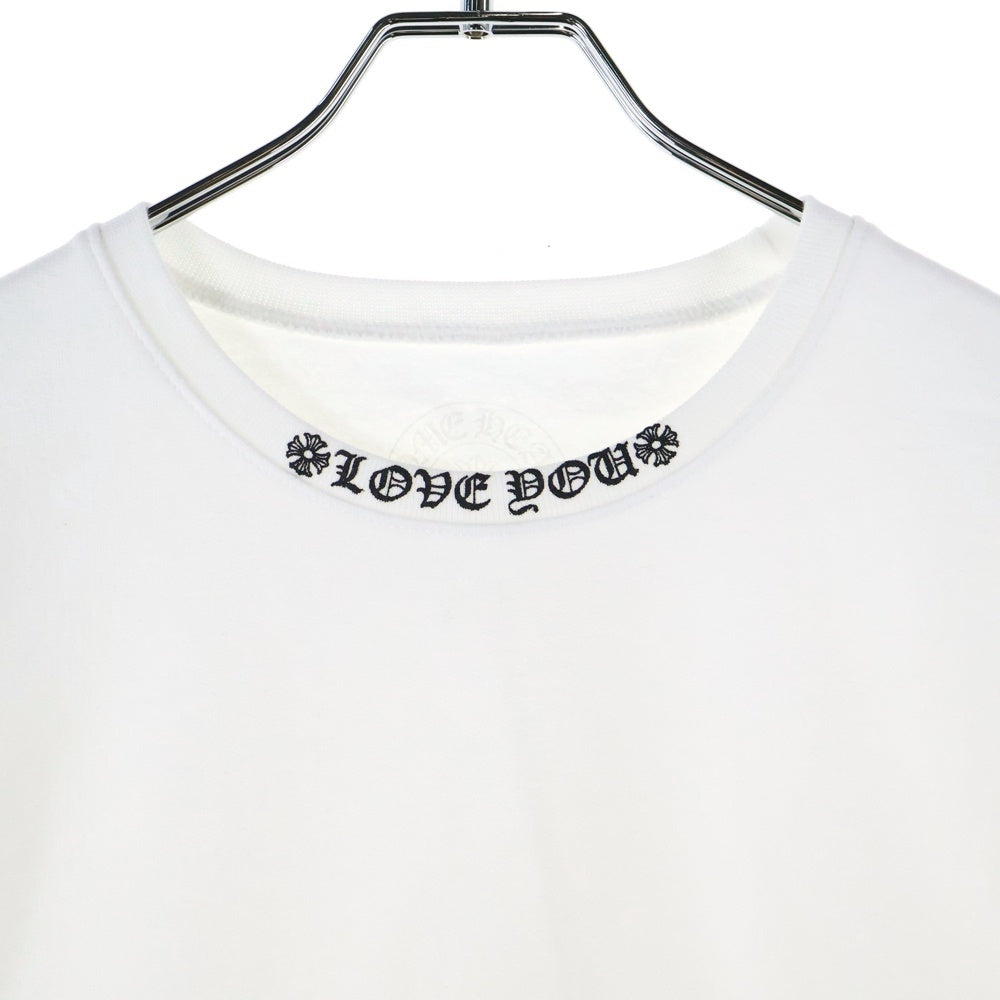 CHROME HEARTS(クロムハーツ) LOVE YOU NECK LOGO ラブユー ネックロゴ 袖フローラルプリント クルーネックトレーナー スウェット ホワイト