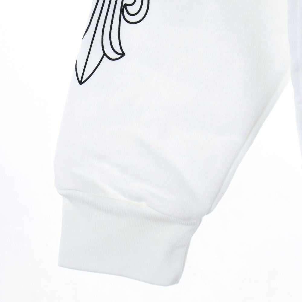 CHROME HEARTS(クロムハーツ) LOVE YOU NECK LOGO ラブユー ネックロゴ 袖フローラルプリント クルーネックトレーナー スウェット ホワイト