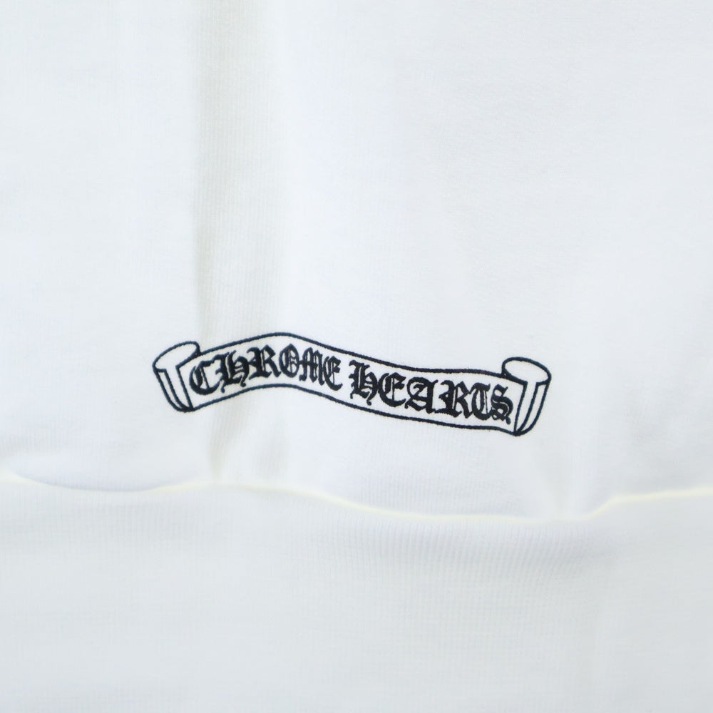 CHROME HEARTS(クロムハーツ) LOVE YOU NECK LOGO ラブユー ネックロゴ 袖フローラルプリント クルーネックトレーナー スウェット ホワイト