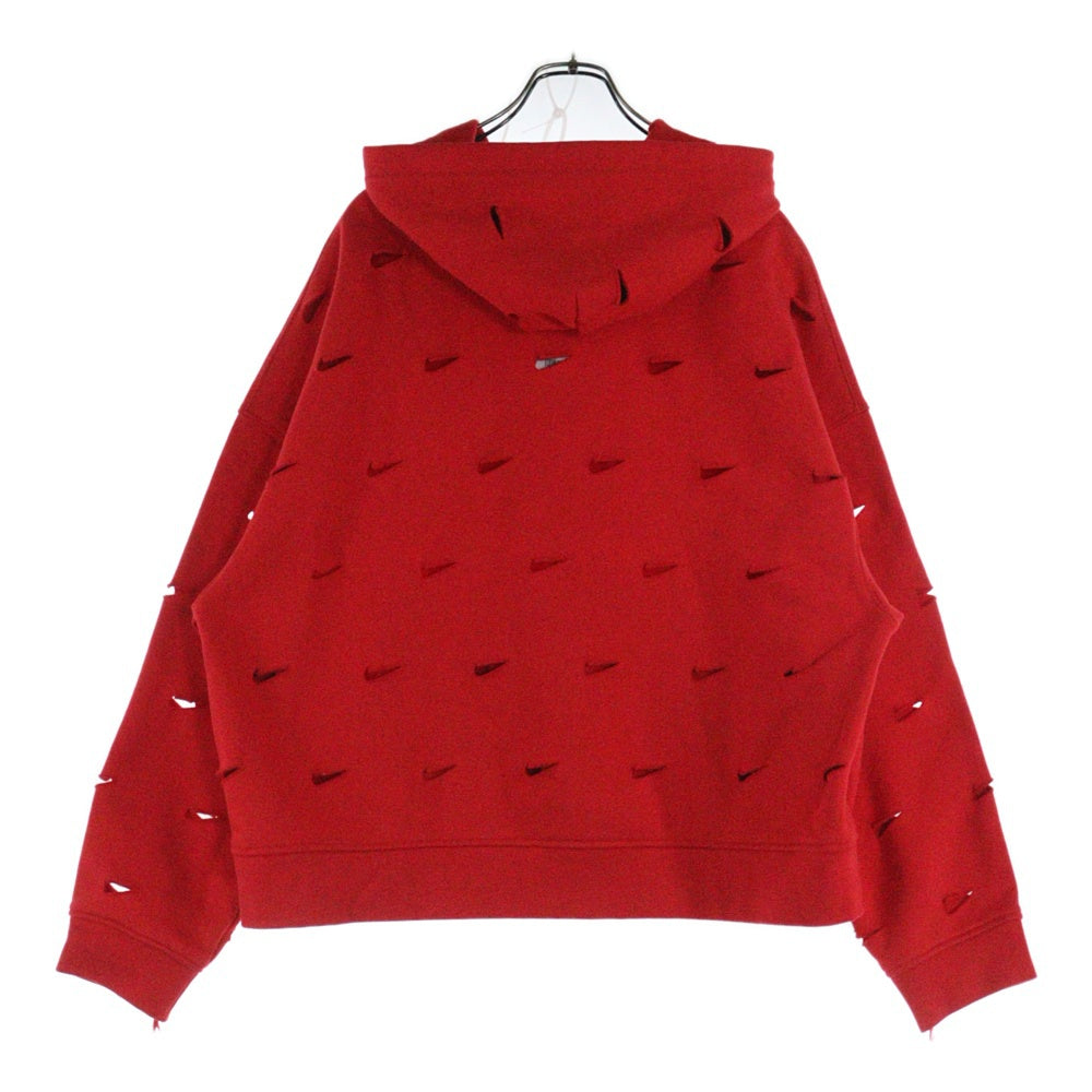NIKE(ナイキ) ×JACQUEMUS Nrg He L/S Hoodie ジャックムス ダメージ加工 プルオーバースウェットパーカー レッド FJ3482-657