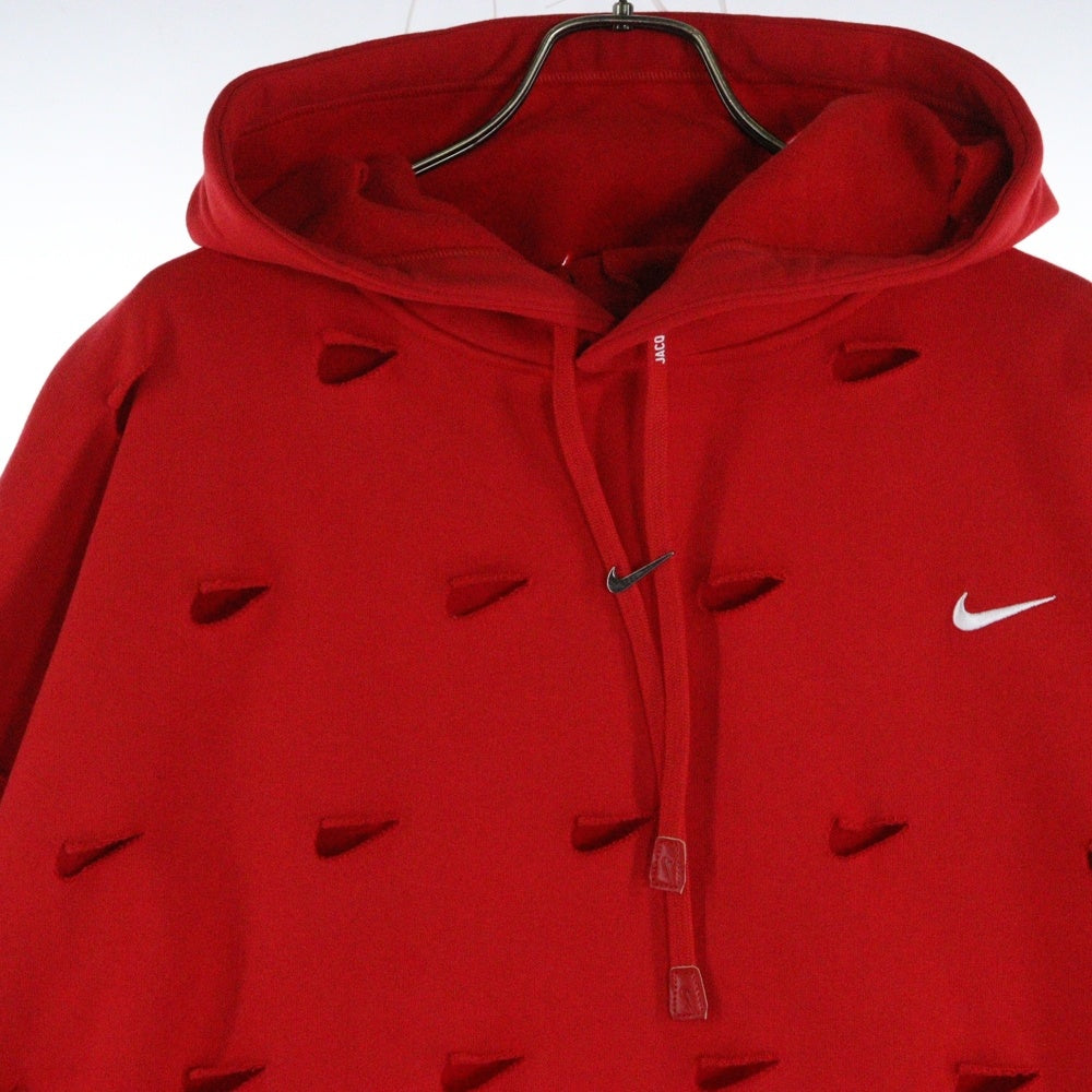 NIKE(ナイキ) ×JACQUEMUS Nrg He L/S Hoodie ジャックムス ダメージ加工 プルオーバースウェットパーカー レッド FJ3482-657