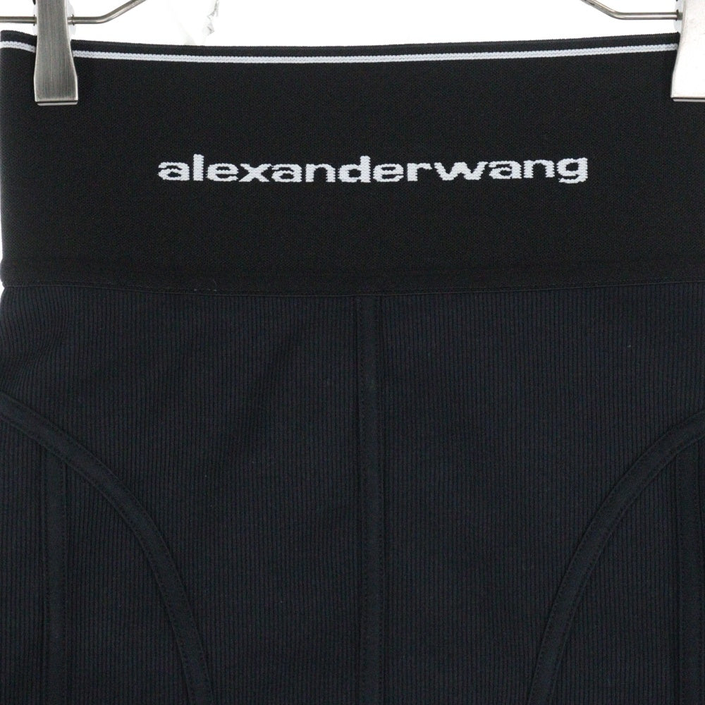 ALEXANDER WANG(アレキサンダーワン) ロゴプリント エラスティック ミニスカート ブラック 1CC2215180 レディース
