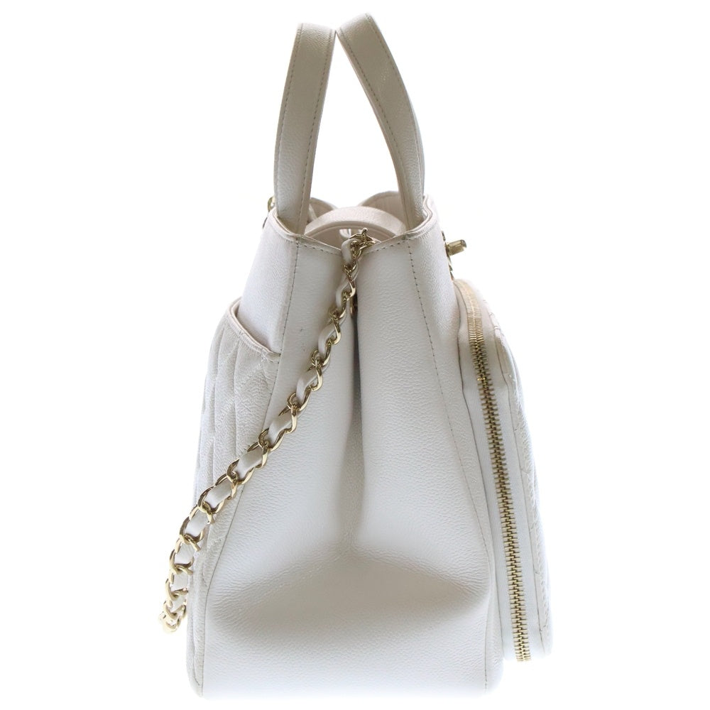 CHANEL(シャネル) ビジネスアフィニティ マトラッセ チェーンショルダー2WAYバッグ キャビアスキン ホワイト GD金具 A93750