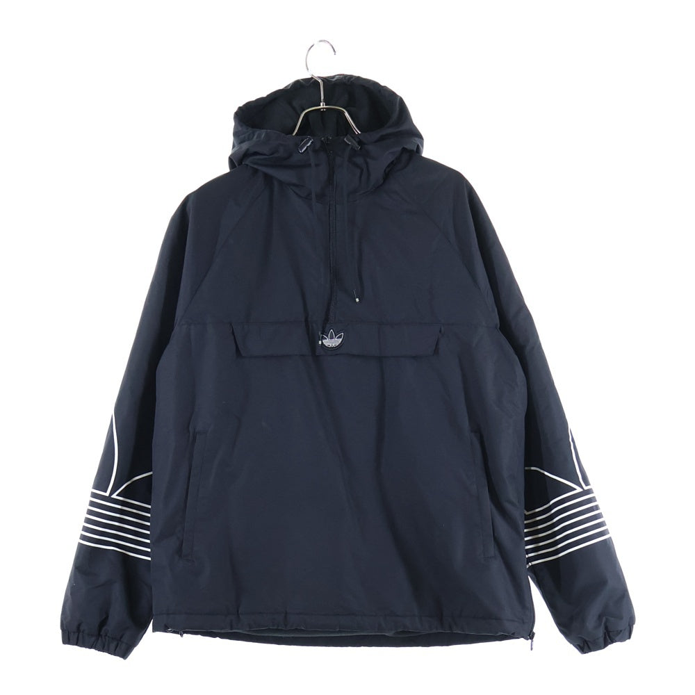 adidas(アディダス) Outline Pullover Jacket アームデザイン ナイロンプルオーバーフーディー パーカー ブラック ED4702